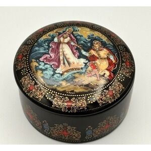 1991 Kholui Russian Musical Trinket Box Swan Princess Sergei Devyatkin Ltd Ed